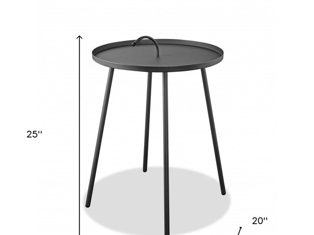 25" Gray Stainless Steel Round End Table