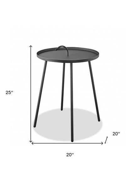 25" Gray Stainless Steel Round End Table