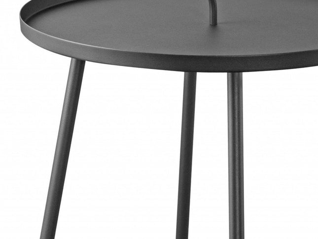 25" Gray Stainless Steel Round End Table