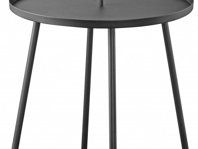 25" Gray Stainless Steel Round End Table
