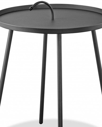 25" Gray Stainless Steel Round End Table