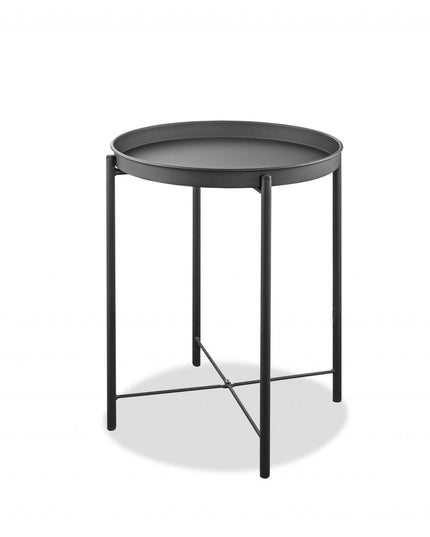 21" Gray Aluminum Round End Table