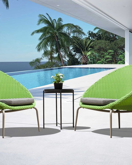 21" Gray Aluminum Round End Table