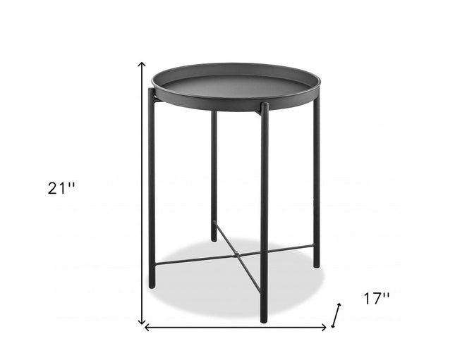 21" Gray Aluminum Round End Table