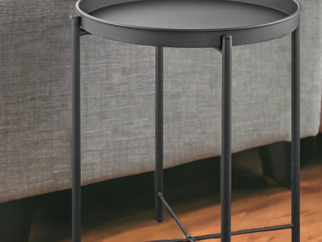 21" Gray Aluminum Round End Table