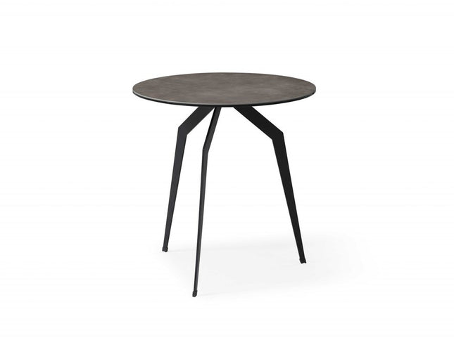 20" Black And Gray Ceramic Round End Table