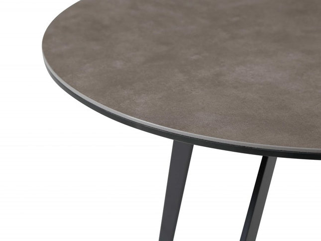 20" Black And Gray Ceramic Round End Table