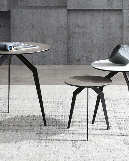 20" Black And Gray Ceramic Round End Table