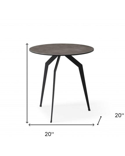 20" Black And Gray Ceramic Round End Table