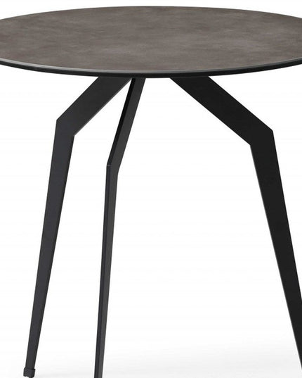 20" Black And Gray Ceramic Round End Table