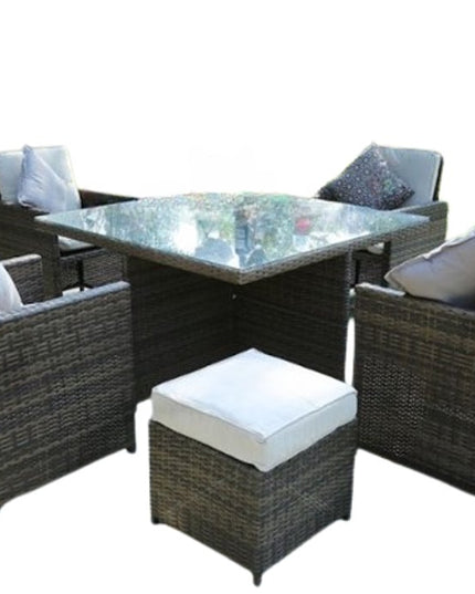 Nine Piece Clear and Gray Glass Dining Set