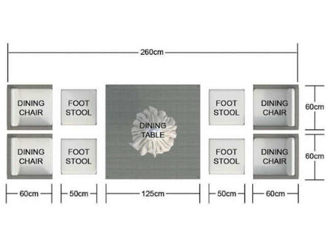 Nine Piece Clear and Gray Glass Dining Set