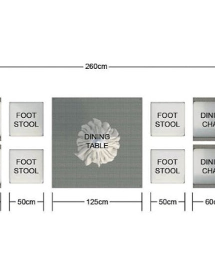 Nine Piece Clear and Gray Glass Dining Set