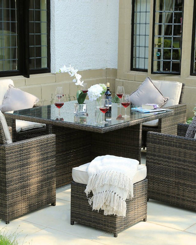 Nine Piece Clear and Gray Glass Dining Set