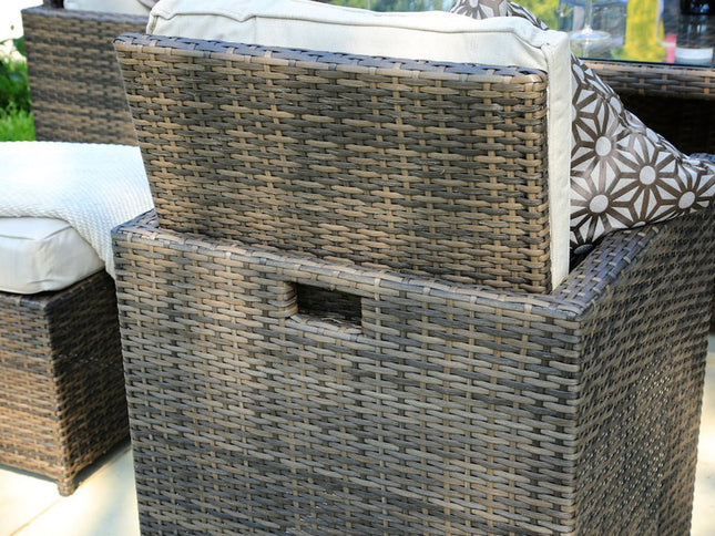 Nine Piece Clear and Gray Glass Dining Set