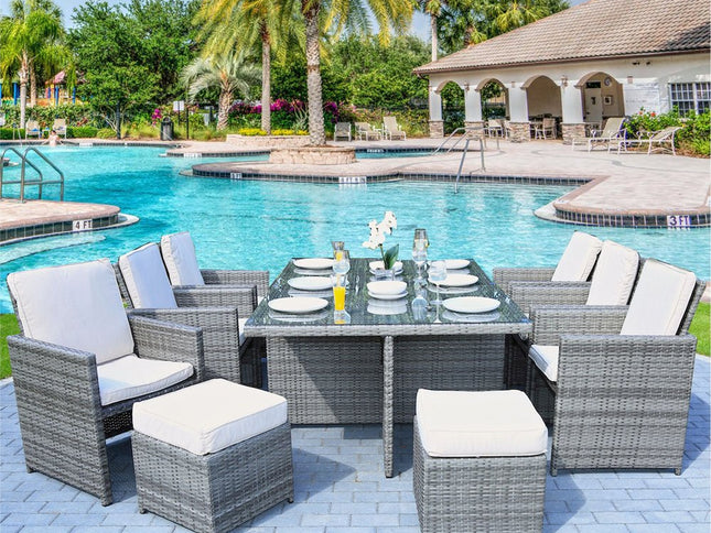 11 Piece Clear and Gray Glass Dining Set