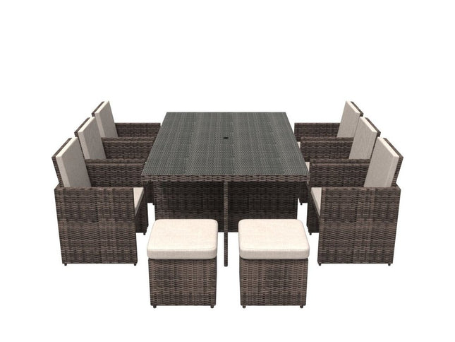 11 Piece Clear and Gray Glass Dining Set