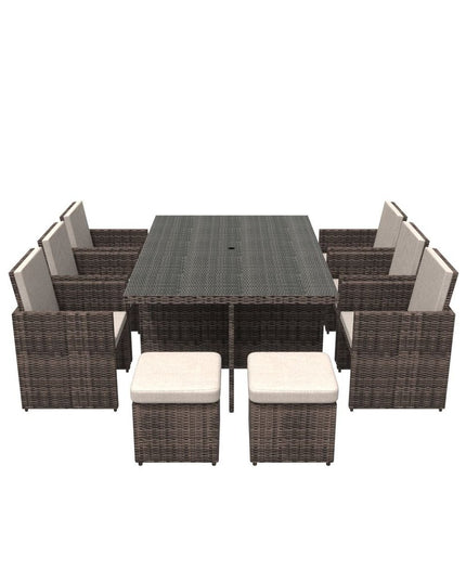 11 Piece Clear and Gray Glass Dining Set