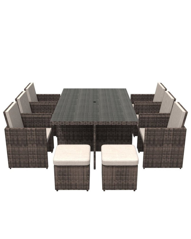 11 Piece Clear and Gray Glass Dining Set