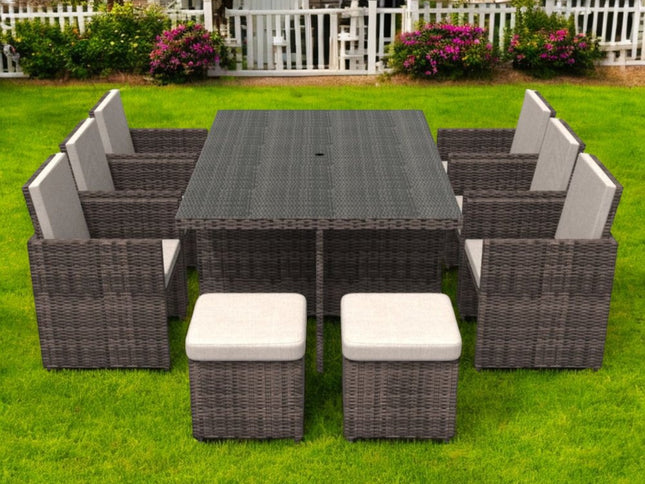 11 Piece Clear and Gray Glass Dining Set