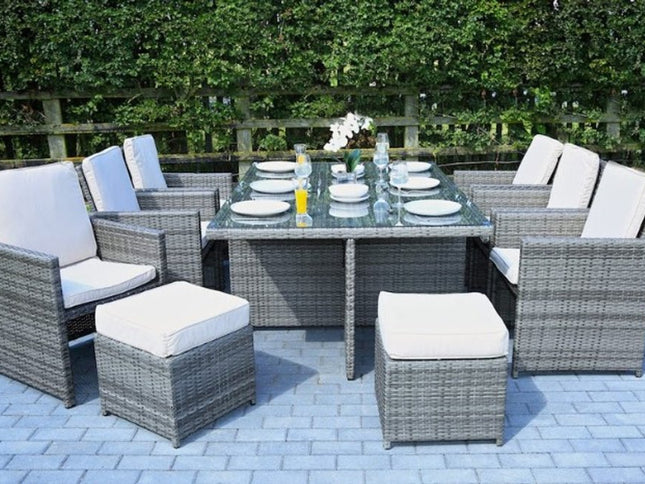 11 Piece Clear and Gray Glass Dining Set