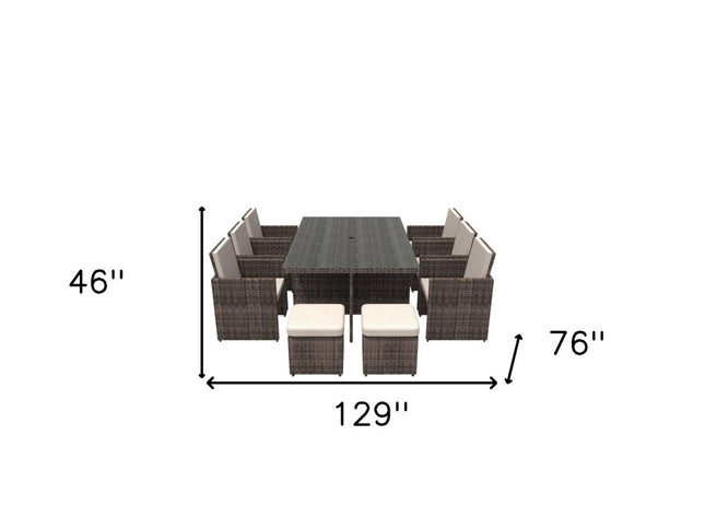 11 Piece Clear and Gray Glass Dining Set