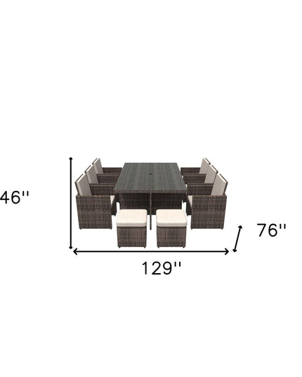 11 Piece Clear and Gray Glass Dining Set