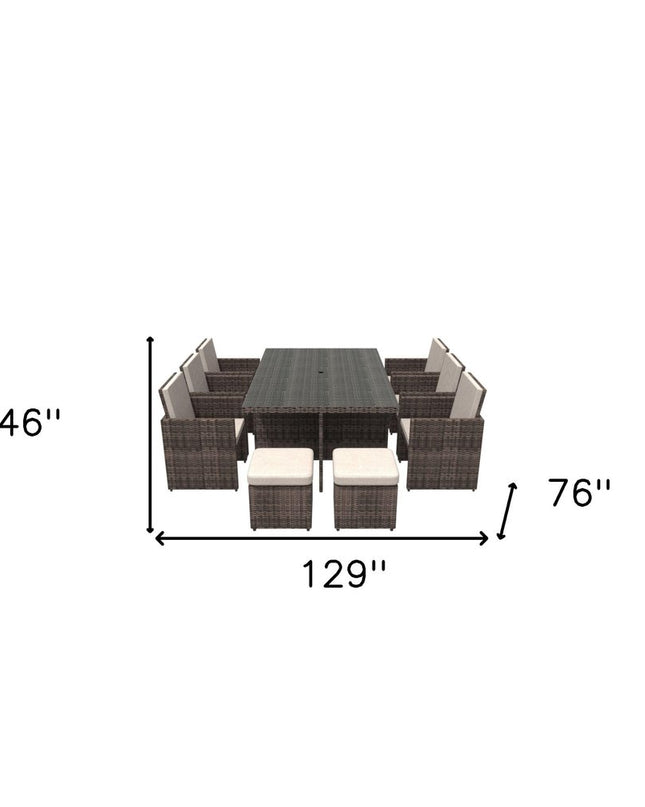 11 Piece Clear and Gray Glass Dining Set
