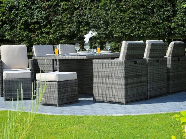 11 Piece Clear and Gray Glass Dining Set