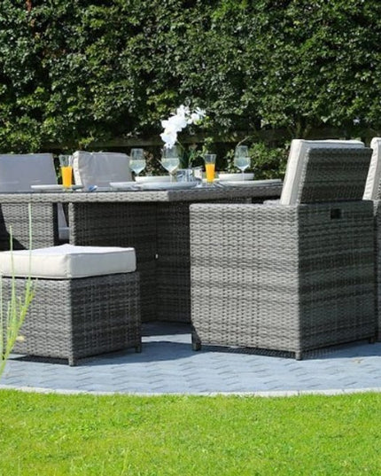 11 Piece Clear and Gray Glass Dining Set