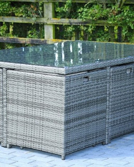 11 Piece Clear and Gray Glass Dining Set