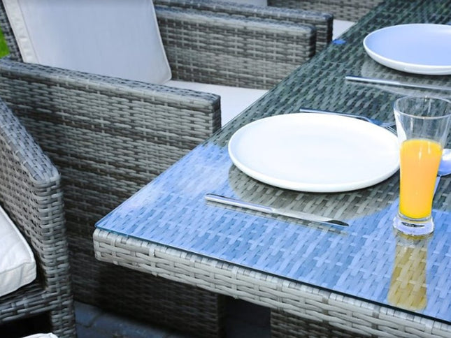 11 Piece Clear and Gray Glass Dining Set