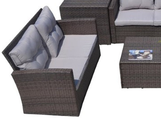 Six Piece Outdoor Brown Metal Sofa Seating Group With Cushions