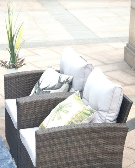 Six Piece Outdoor Brown Metal Sofa Seating Group With Cushions