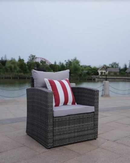 Six Piece Outdoor Brown Metal Sofa Seating Group With Cushions