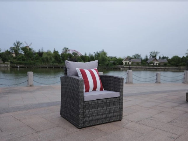 Six Piece Outdoor Brown Metal Sofa Seating Group With Cushions