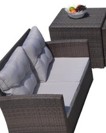 Six Piece Outdoor Brown Metal Sofa Seating Group With Cushions