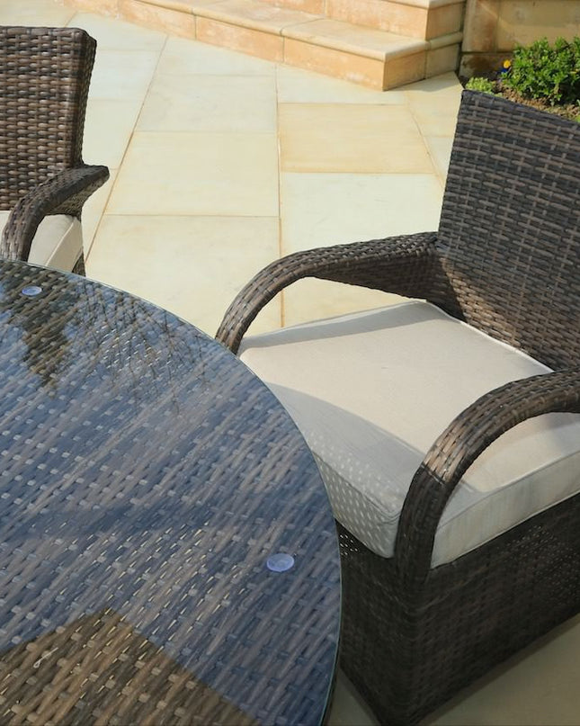 Seven Piece Clear and Gray Round Glass Dining Set