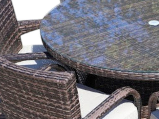 Seven Piece Clear and Gray Round Glass Dining Set