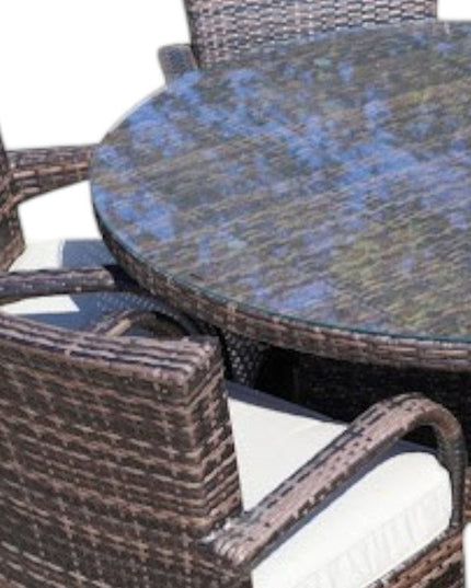 Seven Piece Clear and Gray Round Glass Dining Set