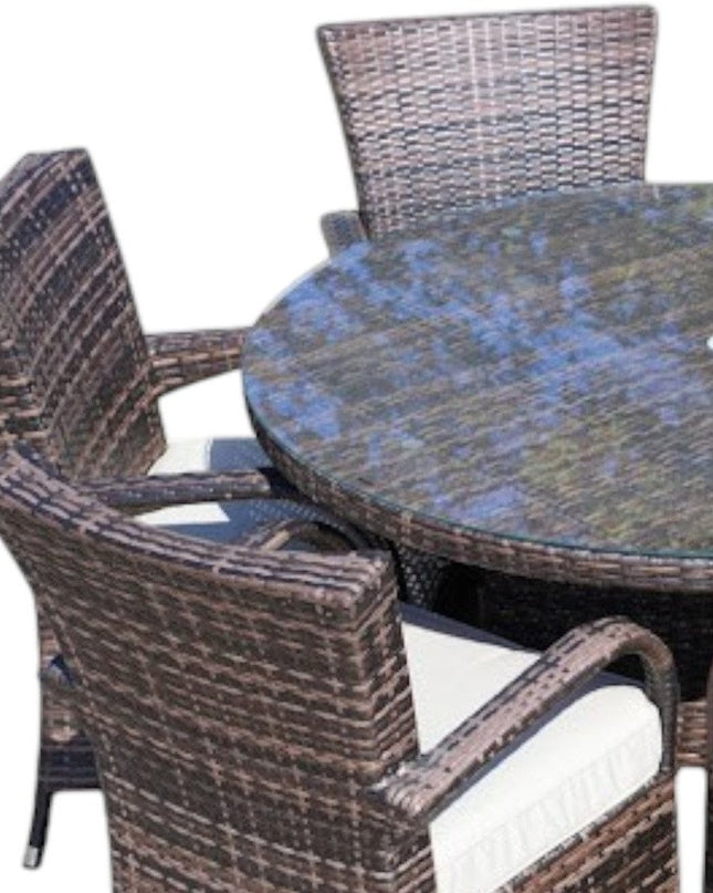 Seven Piece Clear and Gray Round Glass Dining Set