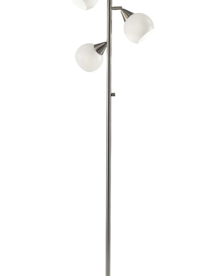 71" Silver Metal Floor Lamp With White Dome Shade