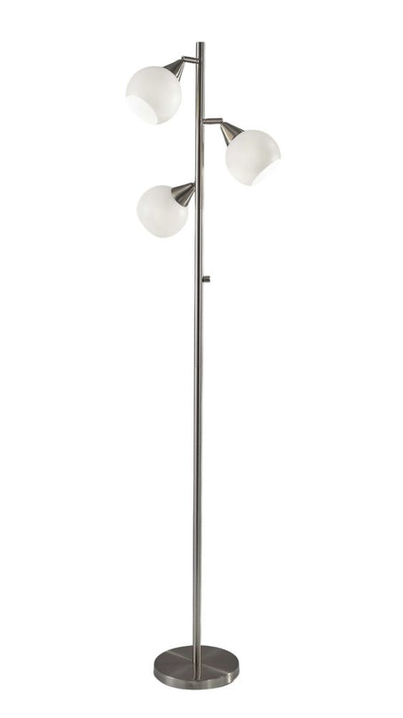 71" Silver Metal Floor Lamp With White Dome Shade