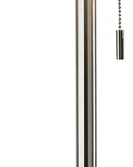 68" Silver Floor Lamp With White Fabric Drum Shade