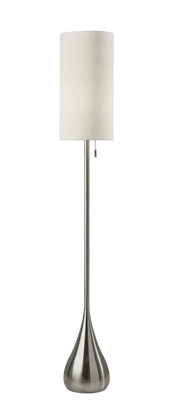 68" Silver Floor Lamp With White Fabric Drum Shade