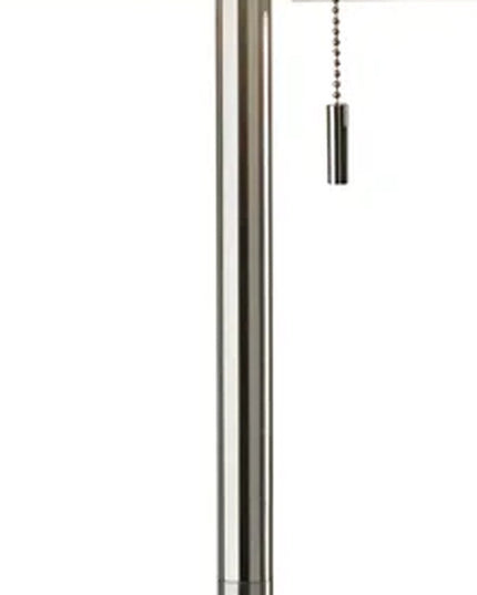 68" Silver Floor Lamp With White Fabric Drum Shade