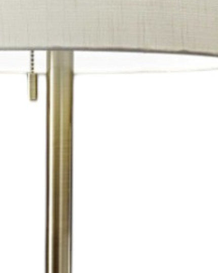 61" Brass Metal Floor Lamp With White Fabric Cylinder Shade