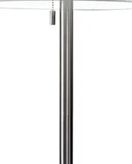 61" Brass Metal Floor Lamp With White Fabric Cylinder Shade