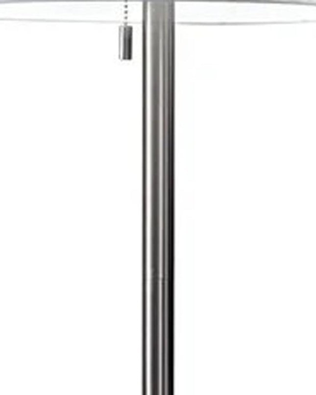 61" Brass Metal Floor Lamp With White Fabric Cylinder Shade