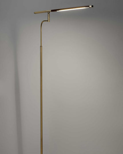 63" Brown LED Task Floor Lamp With Brass